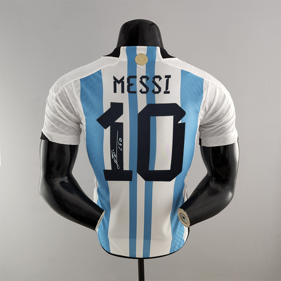 AAA(Thailand) Argentina 2022 World Cup Signature 3 Stars Soccer Jersey(Player)