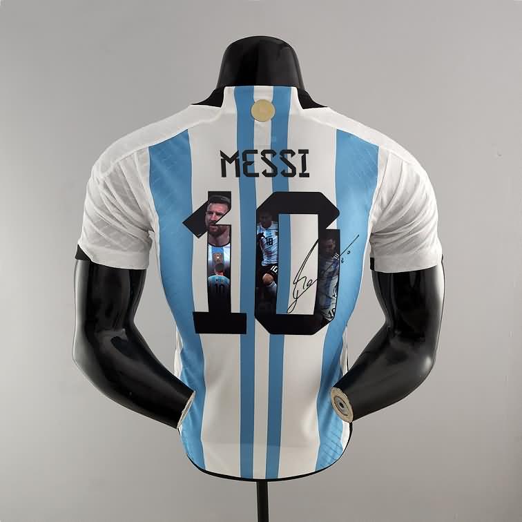 AAA(Thailand) Argentina 2022 World Cup Signature 3 Stars Soccer Jersey(Player) 02
