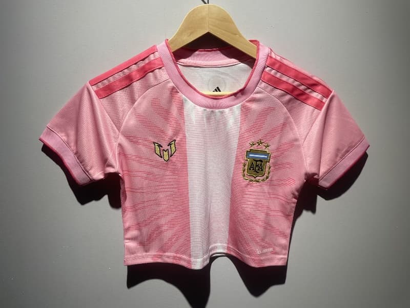 AAA(Thailand) Argentina 2026 MESSI Special Pink Women Cropped Soccer Jersey