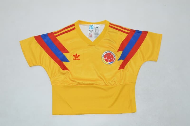 AAA(Thailand) Columbia 1990 Home Women Cropped Soccer Jersey AAA(Thailand) Columbia 1990 Home Women Cropped Soccer Jersey