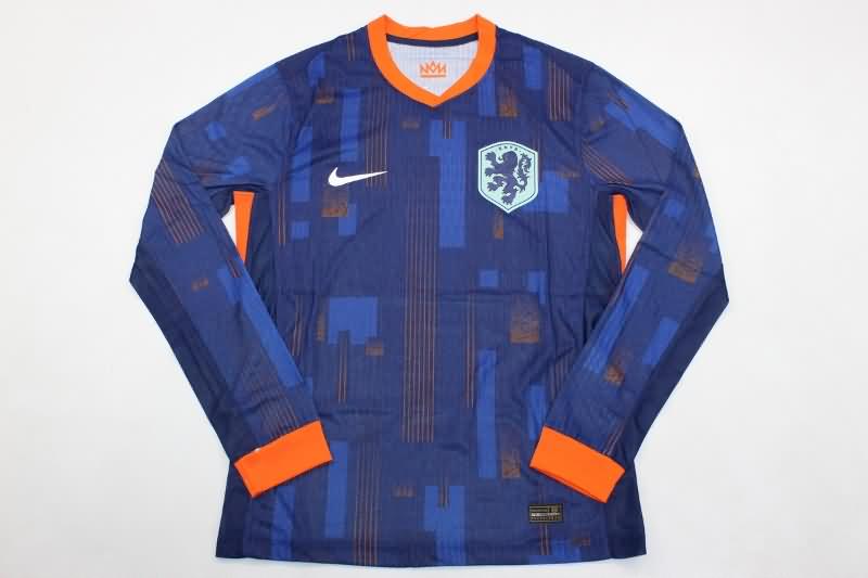 AAA(Thailand) Netherlands 2024 Away Long Sleeve Soccer Jersey (Player)