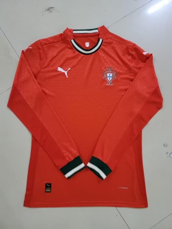 AAA(Thailand) Portugal 2025 Home Long Sleeve Soccer Jersey (Player)