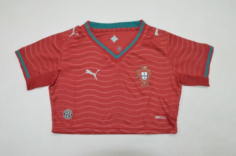 AAA(Thailand) Portugal 2026 World Cup Home Women Cropped Soccer Jersey