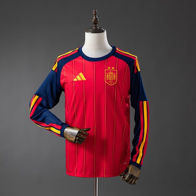 AAA(Thailand) Spain 2026 Home Long Sleeve Soccer Jersey 2 Stars