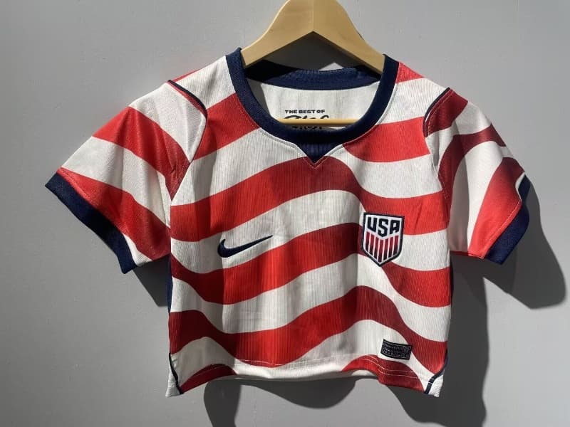 AAA(Thailand) USA 2026 Home Women Cropped Soccer Jersey