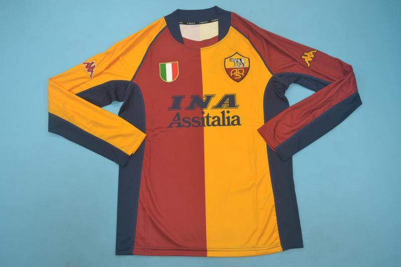 AAA(Thailand) AS Roma 2001/02 Home Retro Soccer Jersey(L/S)