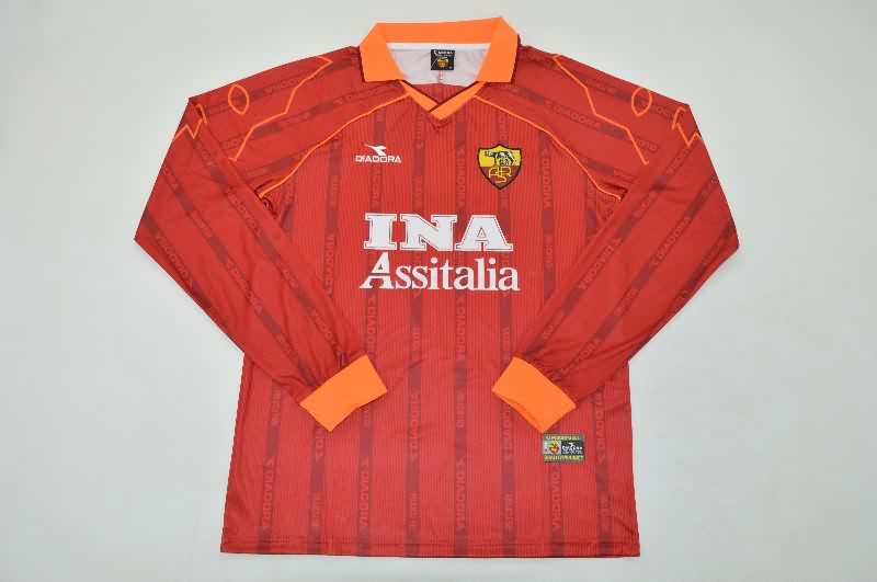 AAA(Thailand) AS Roma 1999/00 Home Retro Long Sleeve Soccer Jersey AAA(Thailand) AS Roma 1999/00 Home Retro Long Sleeve Soccer Jersey
