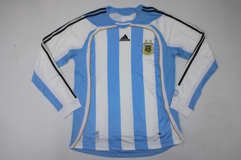AAA(Thailand) Argentina 2006 Home Long Sleeve Retro Soccer Jersey