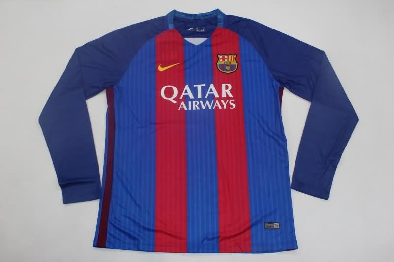 AAA(Thailand) Barcelona 2016/17 Home Long Sleeve Retro Soccer Jersey