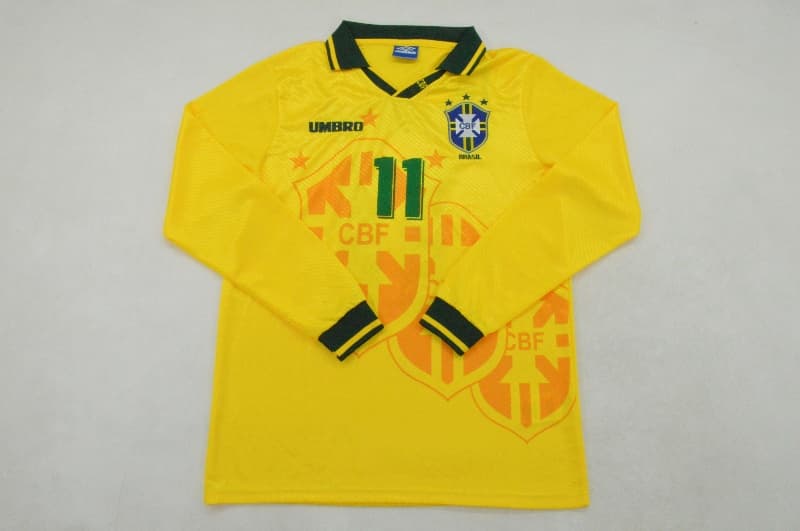 AAA(Thailand) Brazil 1994 Home Retro Long Sleeve Soccer Jersey