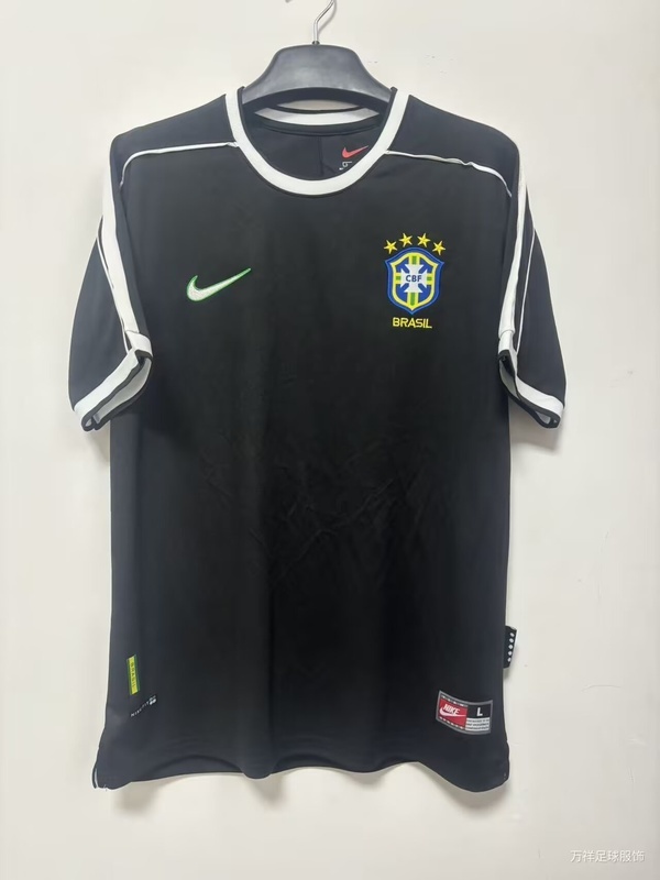 AAA(Thailand) Brazil 1998 Black Retro Soccer Jersey AAA(Thailand) Brazil 1998 Black Retro Soccer Jersey