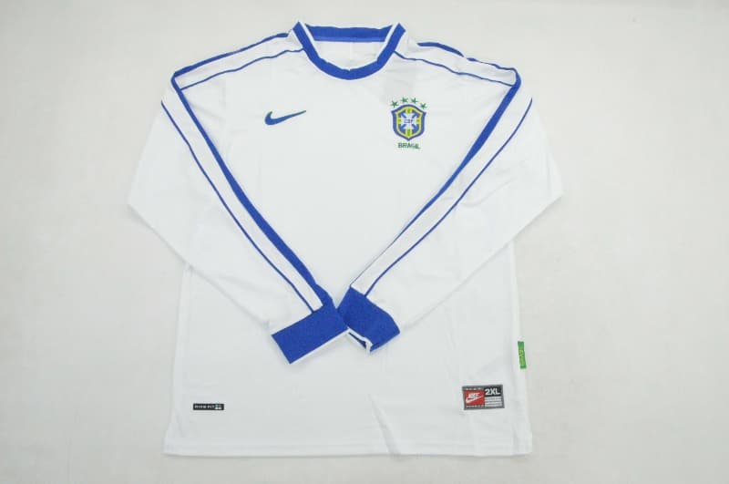 AAA(Thailand) Brazil 1998 Goalkeeper White Retro Long Sleeve Soccer Jersey