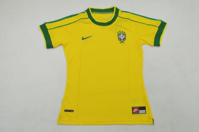 AAA(Thailand) Brazil 1998 Home Retro Women Soccer Jersey