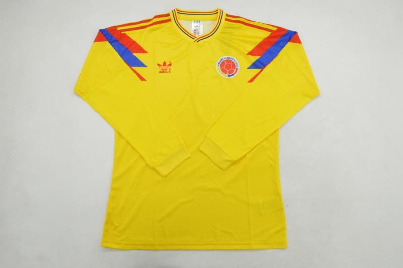 AAA(Thailand) Colombia 1990 Home Retro Long Sleeve Soccer Jersey