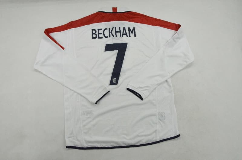 AAA(Thailand) England 2004 Home Long Sleeve Retro Soccer Jersey