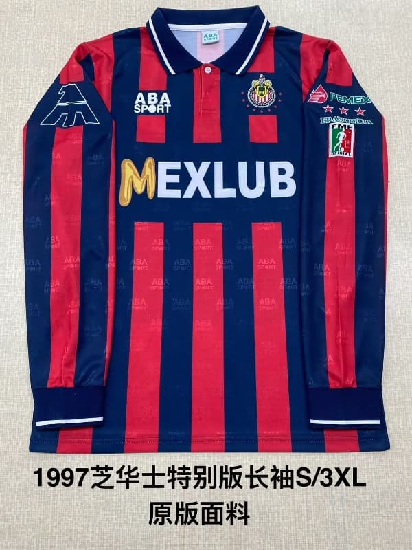 AAA(Thailand) Guadalajara 1997 Special Retro Long Sleeve Soccer Jersey