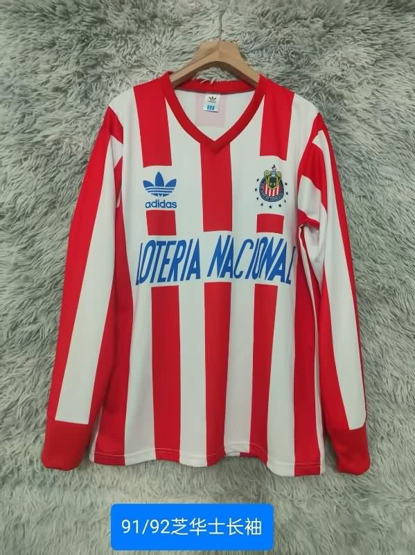 AAA(Thailand) Guadalajara 1991/92 Home Retro Long Sleeve Soccer Jersey AAA(Thailand) Guadalajara 1991/92 Home Retro Long Sleeve Soccer Jersey
