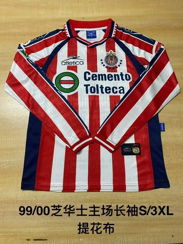 AAA(Thailand) Guadalajara 1999/00 Home Retro Long Sleeve Soccer Jersey AAA(Thailand) Guadalajara 1999/00 Home Retro Long Sleeve Soccer Jersey