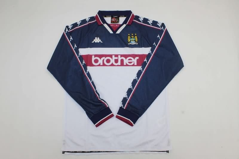 AAA(Thailand) Manchester City 1997/98 Away Long Sleeve Retro Soccer Jersey AAA(Thailand) Manchester City 1997/98 Away Long Sleeve Retro Soccer Jersey