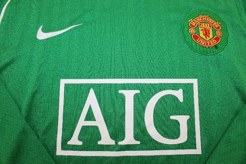 AAA(Thailand) Manchester United 2007/08 Goalkeeper Green Long Retro Soccer Jersey