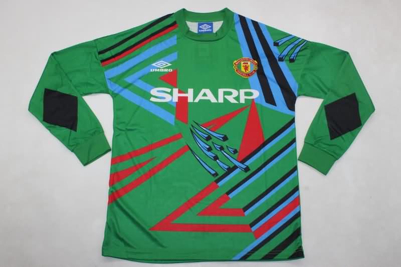 AAA(Thailand) Manchester United 1992/93 GK Green Long Retro Soccer Jersey