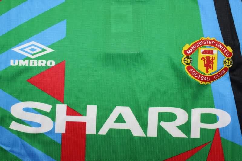 AAA(Thailand) Manchester United 1992/93 GK Green Long Retro Soccer Jersey