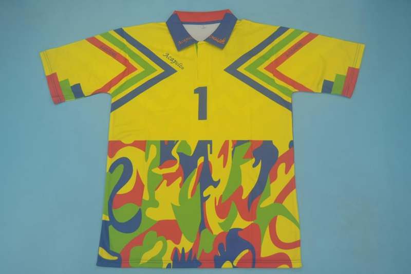 AAA(Thailand) Mexico 1994 Goalkeeper Yellow Retro soccer Jersey