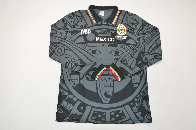 AAA(Thailand) Mexico 1998 Black Retro Long Sleeve Soccer Jersey AAA(Thailand) Mexico 1998 Black Retro Long Sleeve Soccer Jersey