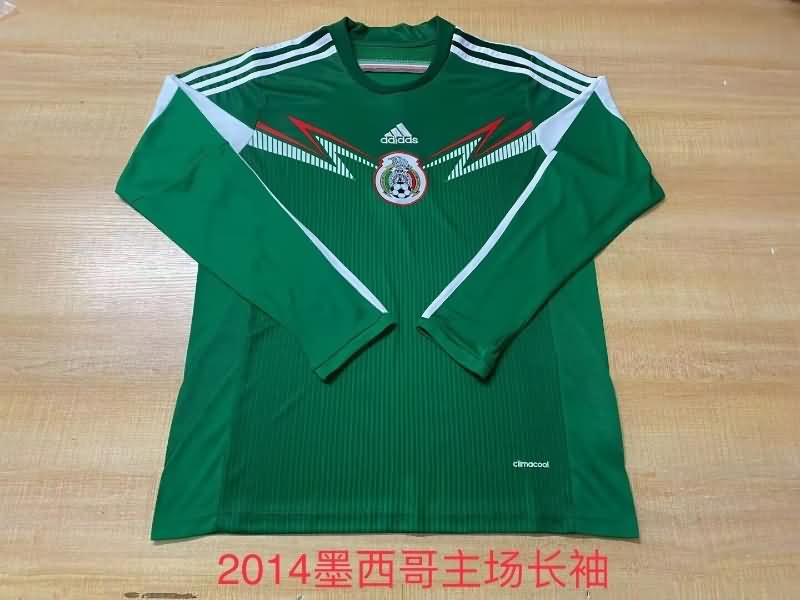 AAA(Thailand) Mexico 2014 Home Long Sleeve Retro Soccer Jersey