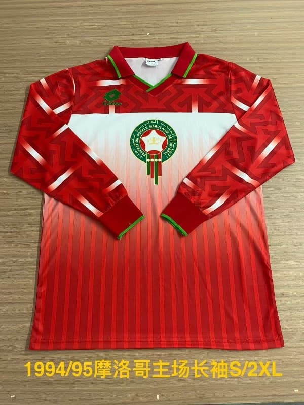 AAA(Thailand) Morocco 1994/95 Home Retro Long Sleeve Soccer Jersey AAA(Thailand) Morocco 1994/95 Home Retro Long Sleeve Soccer Jersey