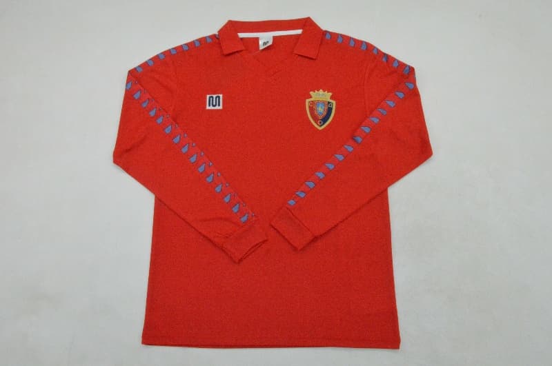 AAA(Thailand) Osasuna 1983/84 Home Retro Long Sleeve Soccer Jersey AAA(Thailand) Osasuna 1983/84 Home Retro Long Sleeve Soccer Jersey