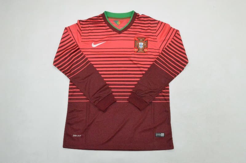 AAA(Thailand) Portugal 2014 Home Retro Long Sleeve Soccer Jersey