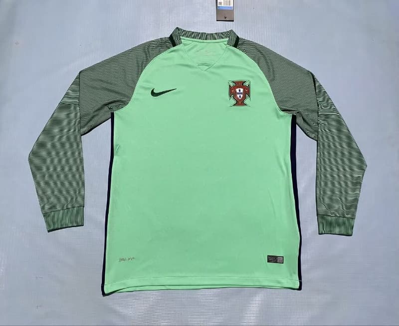 AAA(Thailand) Portugal 2016 Away Retro Long Sleeve Soccer Jersey AAA(Thailand) Portugal 2016 Away Retro Long Sleeve Soccer Jersey