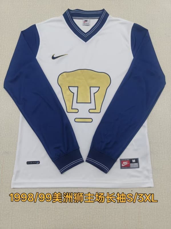 AAA(Thailand) Pumas UNAM 1998/99 Home Retro Long Sleeve Soccer Jersey