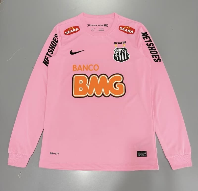 AAA(Thailand) Santos 2012/13 Pink Retro Long Sleeve Soccer Jersey AAA(Thailand) Santos 2012/13 Pink Retro Long Sleeve Soccer Jersey