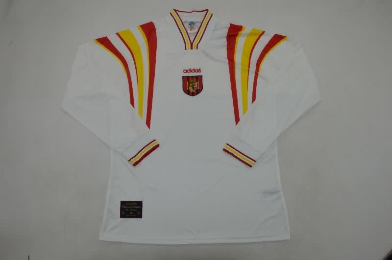 AAA(Thailand) Spain 1996 Away Retro Long Sleeve Soccer Jersey AAA(Thailand) Spain 1996 Away Retro Long Sleeve Soccer Jersey