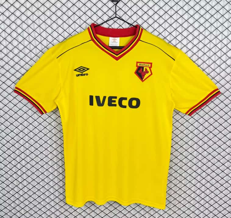 AAA(Thailand) Watford 1982/85 Home Retro Soccer Jersey AAA(Thailand) Watford 1982/85 Home Retro Soccer Jersey
