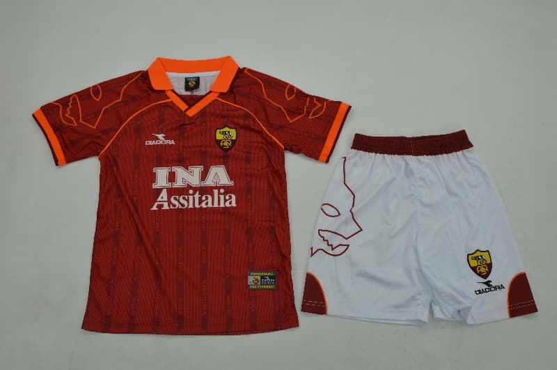AS Roma 1999/00 Kids Home Soccer Jersey And Shorts AS Roma 1999/00 Kids Home Soccer Jersey And Shorts