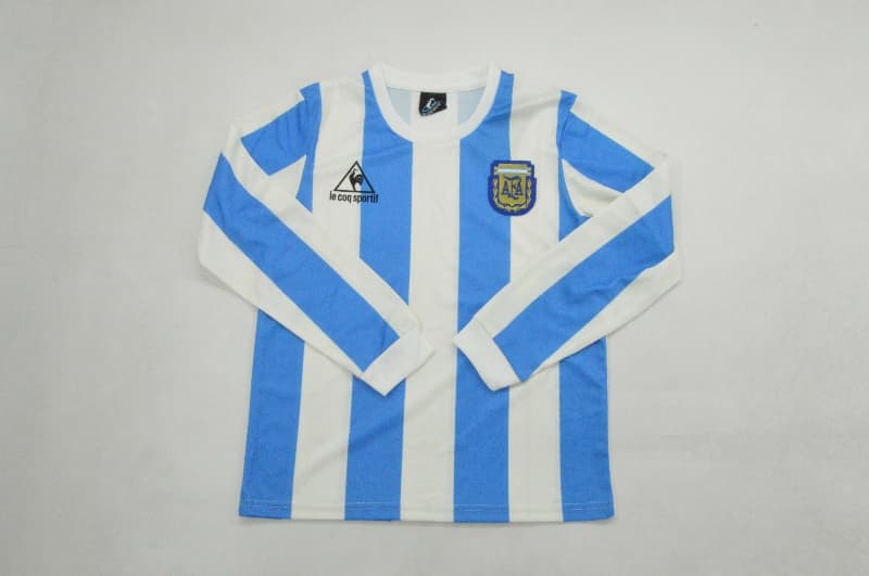 Argentina 1986 Kids Home Long Sleeve Soccer Jersey And Shorts