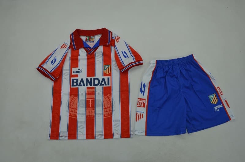 Atletico Madrid 1996/97 Kids Home Soccer Jersey And Shorts Atletico Madrid 1996/97 Kids Home Soccer Jersey And Shorts