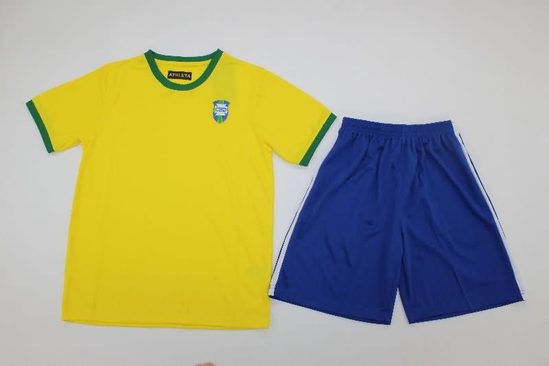 Brazil 1970 Kids Home Soccer Jersey And Shorts Brazil 1970 Kids Home Soccer Jersey And Shorts