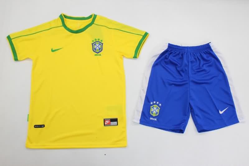Brazil 1998 Kids Home Soccer Jersey And Shorts Brazil 1998 Kids Home Soccer Jersey And Shorts
