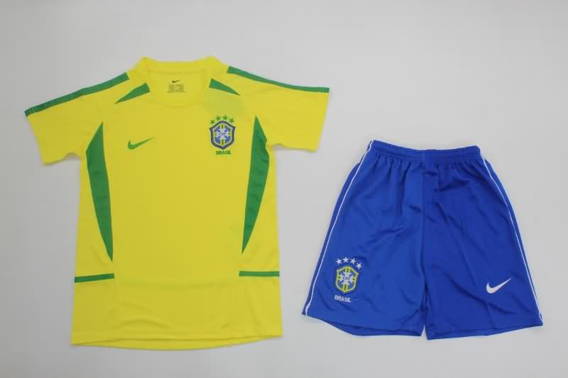 Brazil 2002 Kids Home Soccer Jersey And Shorts Brazil 2002 Kids Home Soccer Jersey And Shorts