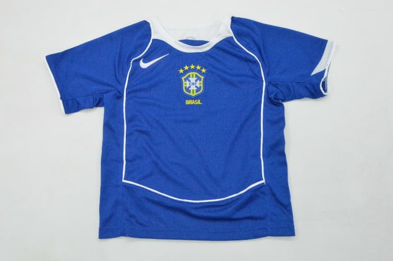 Brazil 2004 Kids Away Soccer Jersey And Shorts