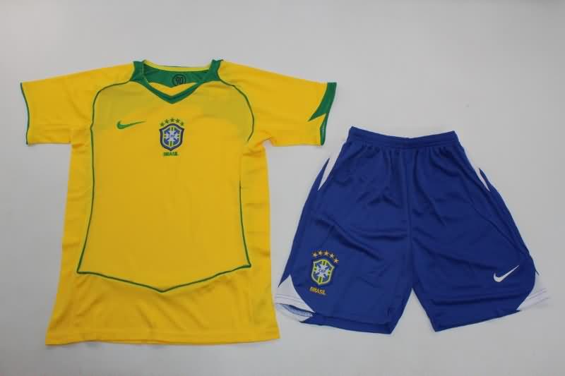 Brazil 2004 Kids Home Soccer Jersey And Shorts Brazil 2004 Kids Home Soccer Jersey And Shorts