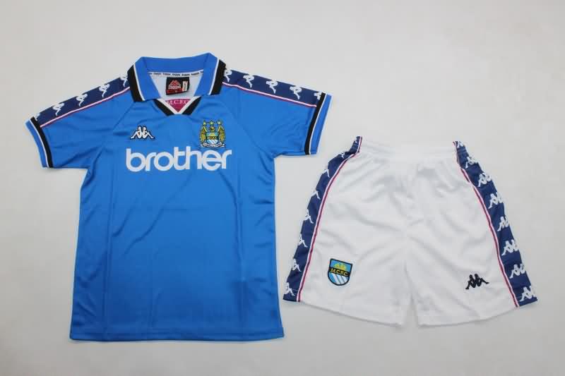 Manchester City 1997/98 Kids Home Soccer Jersey And Shorts Manchester City 1997/98 Kids Home Soccer Jersey And Shorts