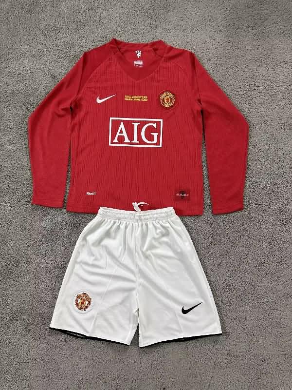 Manchester United 2007/08 Kids Home Final Long Soccer Jersey And Shorts Manchester United 2007/08 Kids Home Final Long Soccer Jersey And Shorts