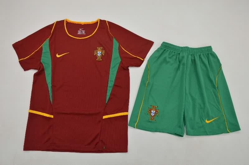 Portugal 2002 Kids Home Soccer Jersey And Shorts Portugal 2002 Kids Home Soccer Jersey And Shorts