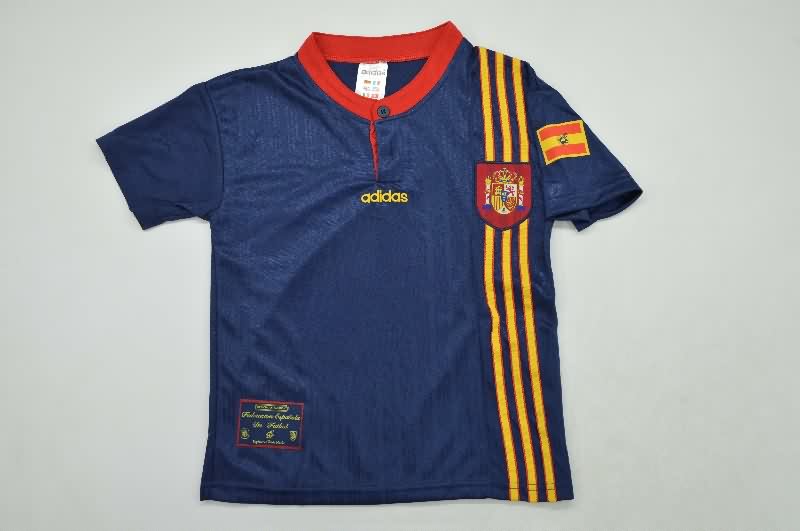 Spain 1996 Kids Away Soccer Jersey And Shorts