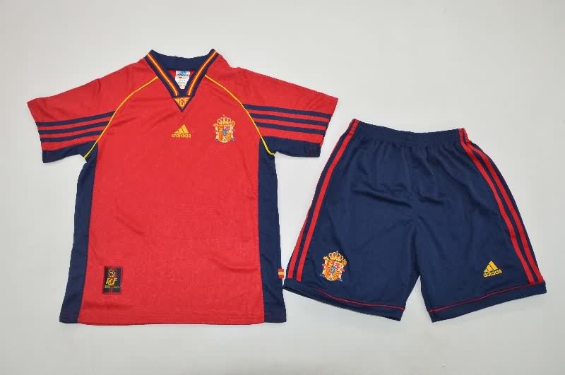 Spain 1998 Kids Home Soccer Jersey And Shorts Spain 1998 Kids Home Soccer Jersey And Shorts